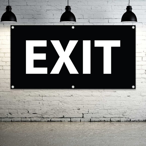 EXIT Generic Vinyl Banner 4ft. Sign Leaving Exiting Guidance Signage Salida New - Picture 1 of 6